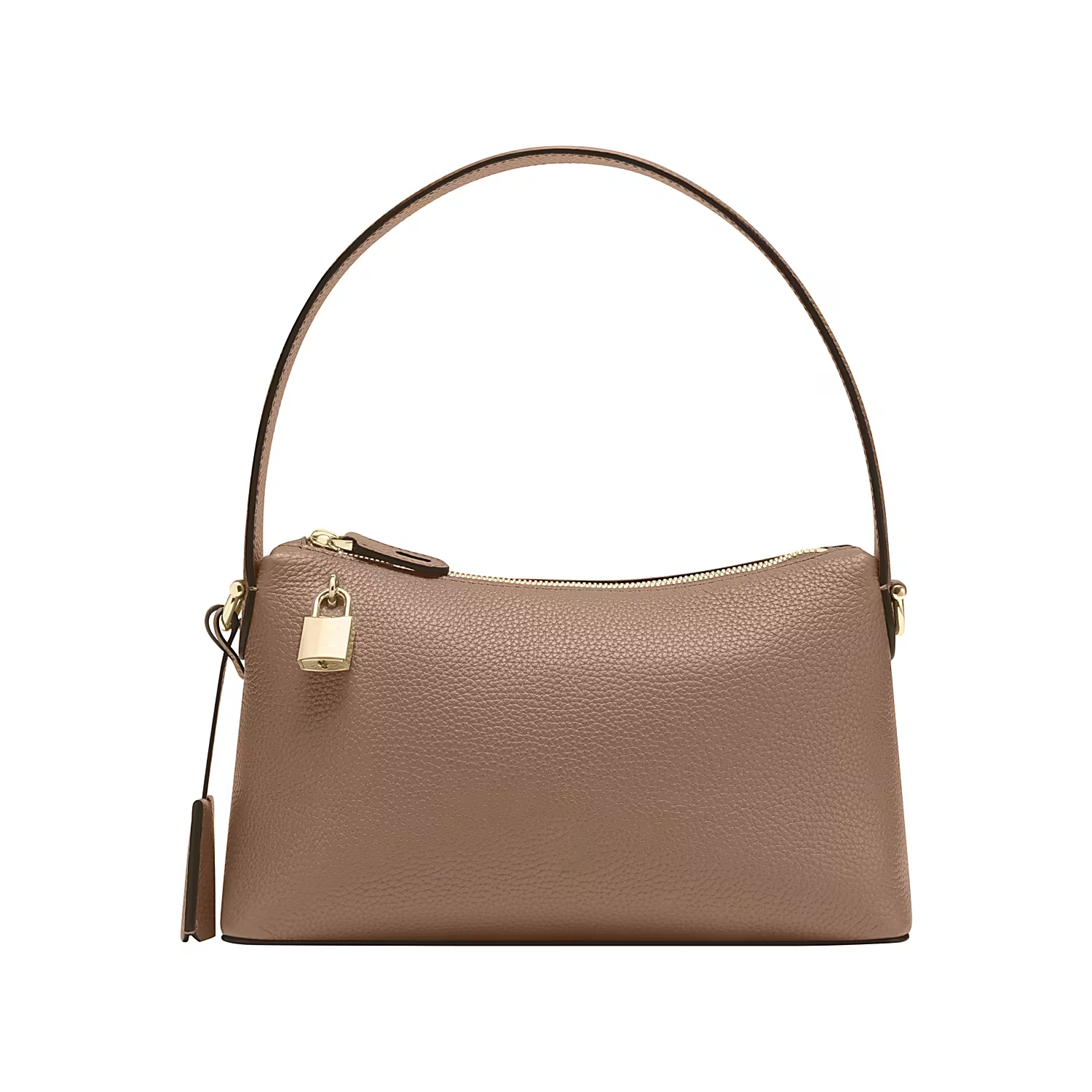 Lock Accent Grained Leather Adjustable Strap Daily Shoulder Purse