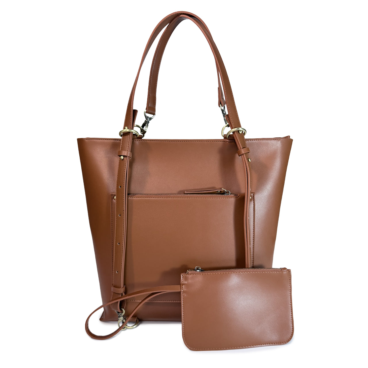 Multi-Wear Convertible Structured Tote Bag With Detachable Matching Mini Pouch