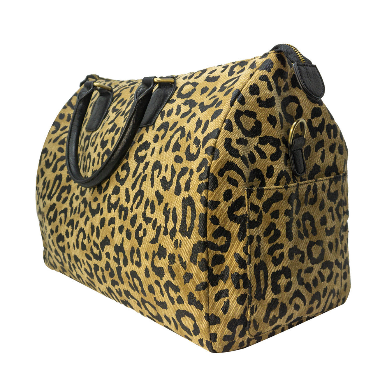 Tapered Expandable Canvas Weekender Travel Duffle Bag With Magnetic Side Pockets