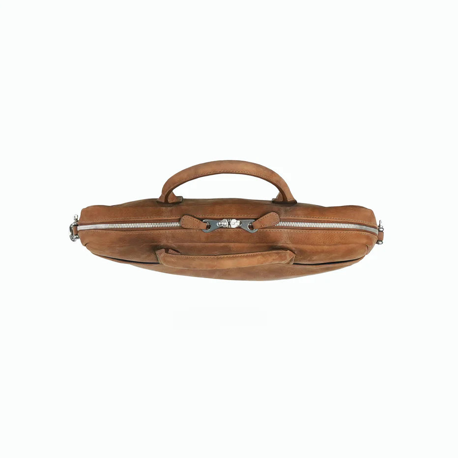Timeless Low-Profile Leather Briefcase Laptop Bag With Multi External Storage Slots