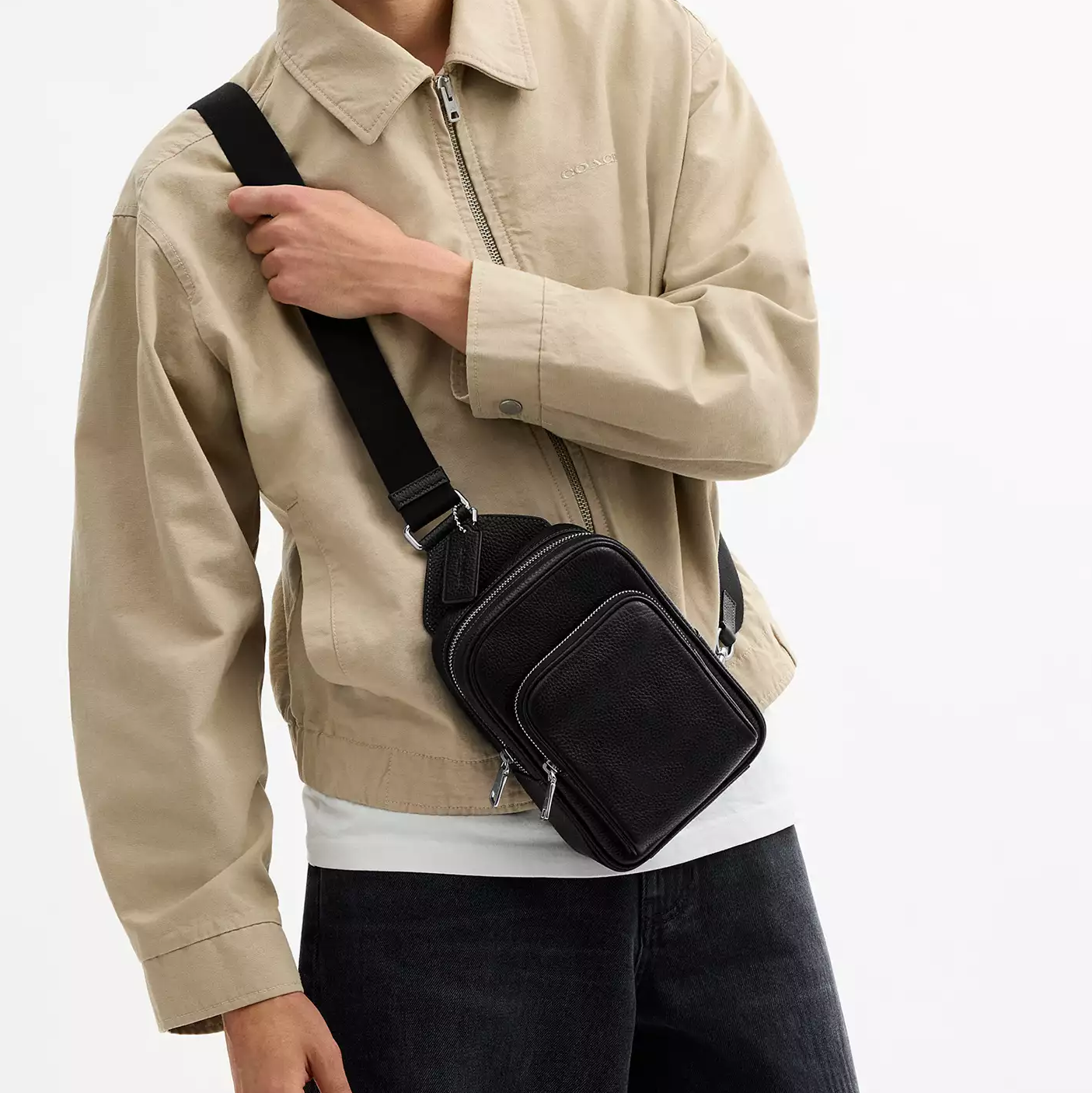 Multi-Pocket Adjustable Strap Compact Casual Sling Bag