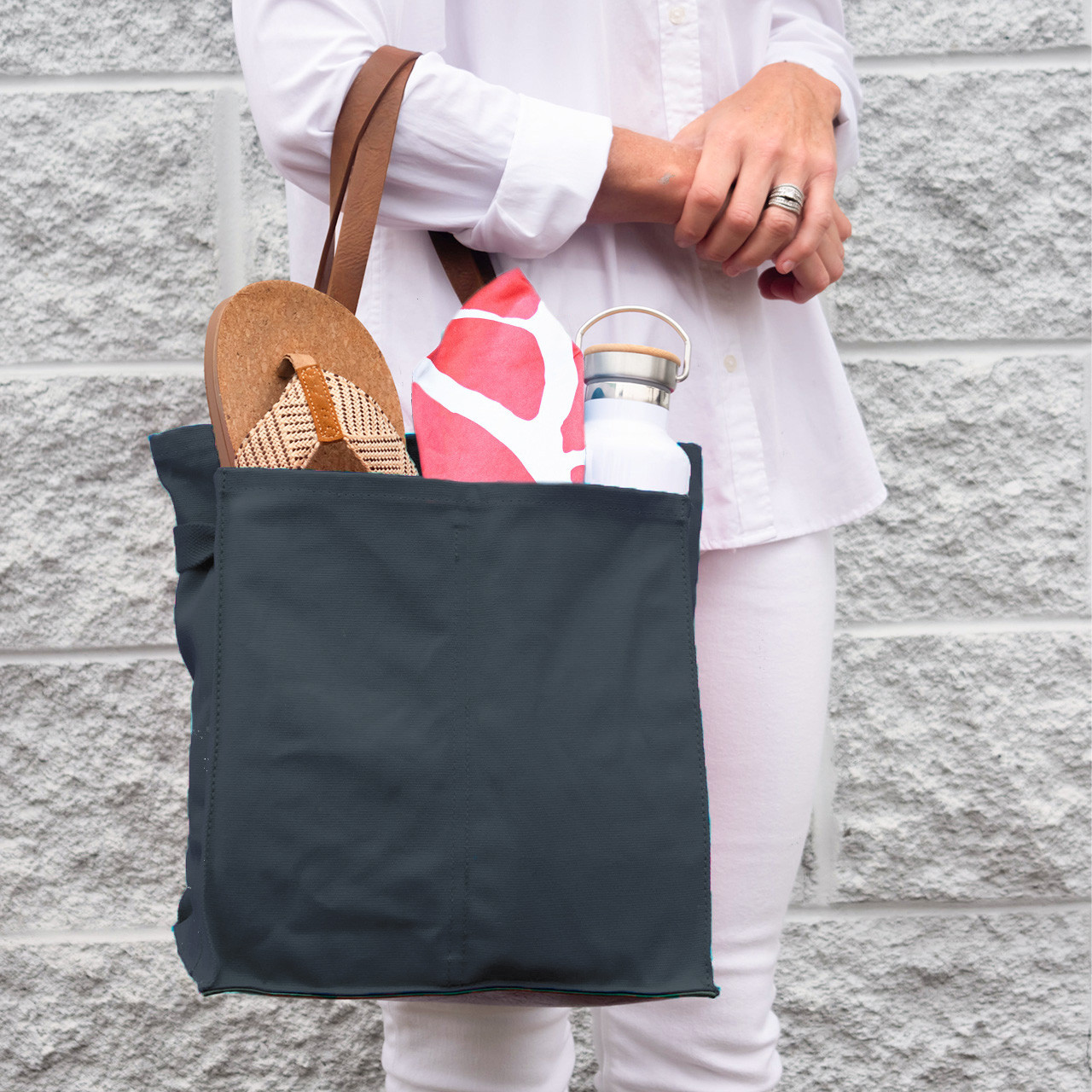 Multi-Pocket Foldable Eco-Friendly Canvas Market Tote Bag